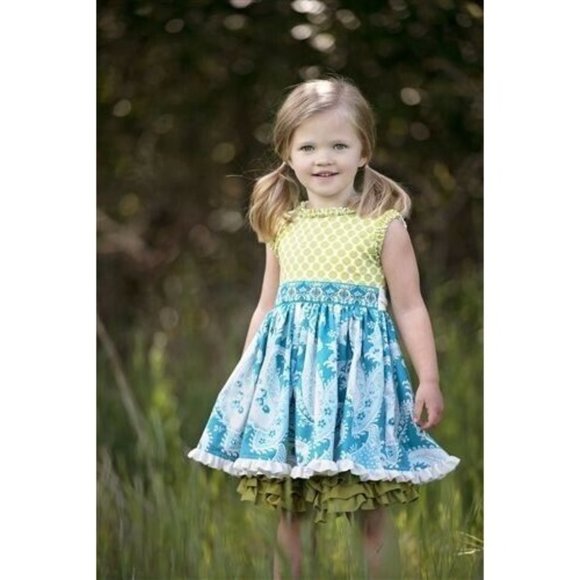 Persnickety NWT Kassidy Tunic Dress Polka Dot Paisley Size 12 month blue green - Picture 1 of 7